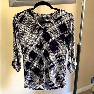 Black and White Pocket Blouse